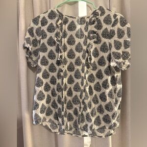 Bohme Short-Sleeve Top with Black Leaf Print S
